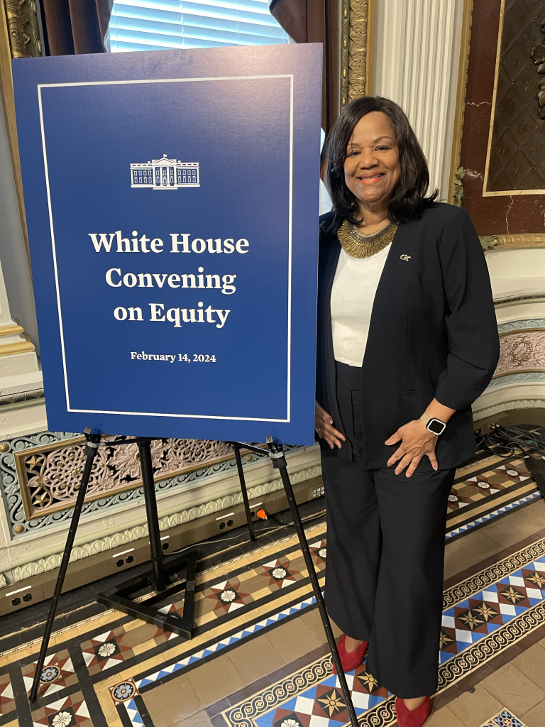 Donna Ennis, co-director of the Georgia Artificial Intelligence in Manufacturing coalition at Georgia Tech's Enterprise Innovation Institute, was invited to speak as a panelist at the White House on Feb. 14, 2023, at a summit on equity.
