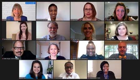 (Top Left to Right) Laura Larkin, Jennifer Stimpson, Suzanne Otto, Machin Norris, (Second Row Left To Right) Rachael Arens, Peter DeCraene, Rachael Arens, Kathleen Lanman, (Third Row Left To Right) Michael Vargas, Kama Almasi, Chanda Jefferson, Michael Guarraia, (Fourth Row Left To Right) Kelly Day, David Lockett, Shakiyya Bland

 

Image: U.S. Department of Energy Office of Science