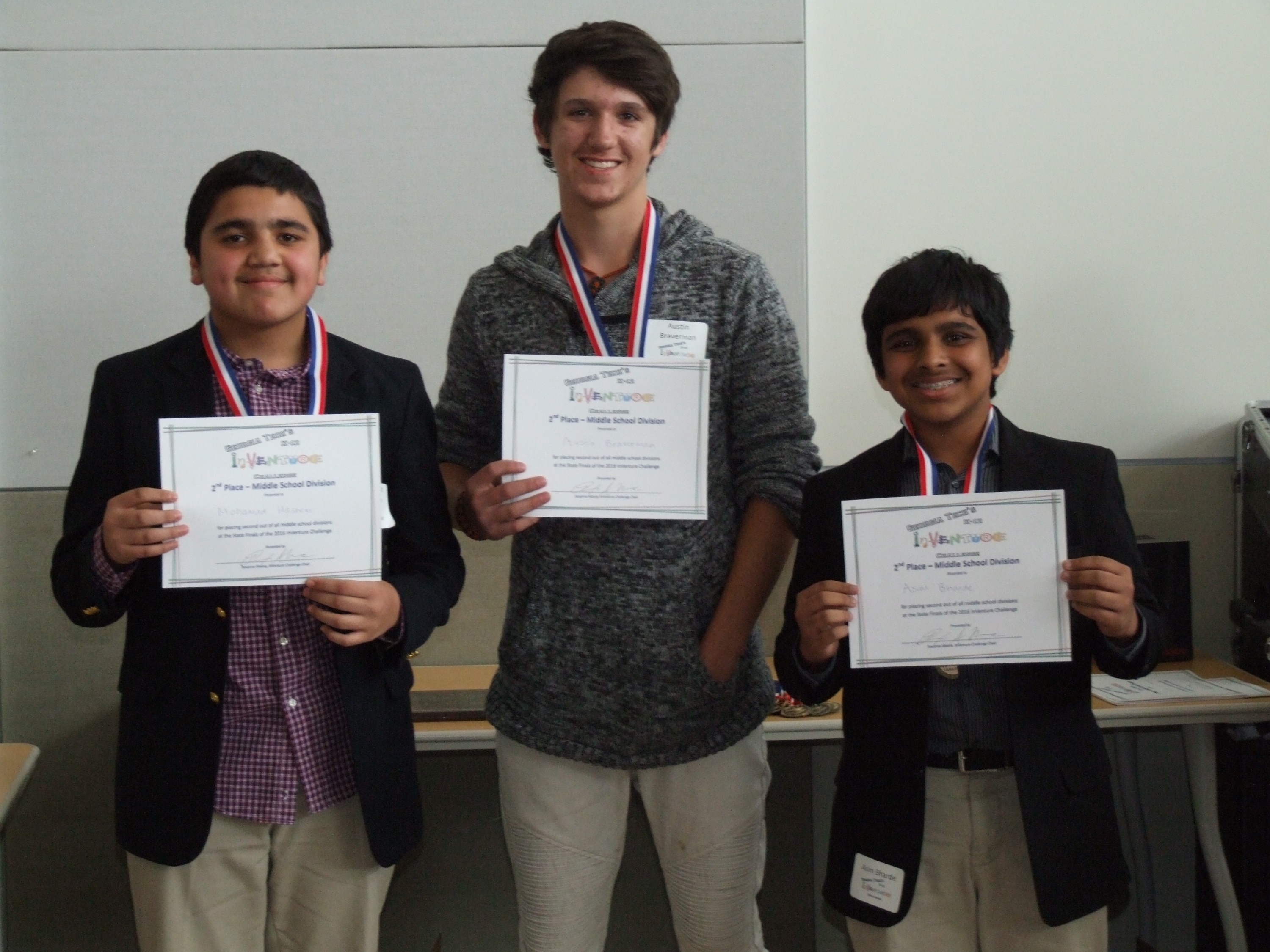 2nd Place Middle School AwardTeam: My Eco Water School: Amana Academy Students: Asim Bharde, Mohamad Hashem, and Austin Braverman