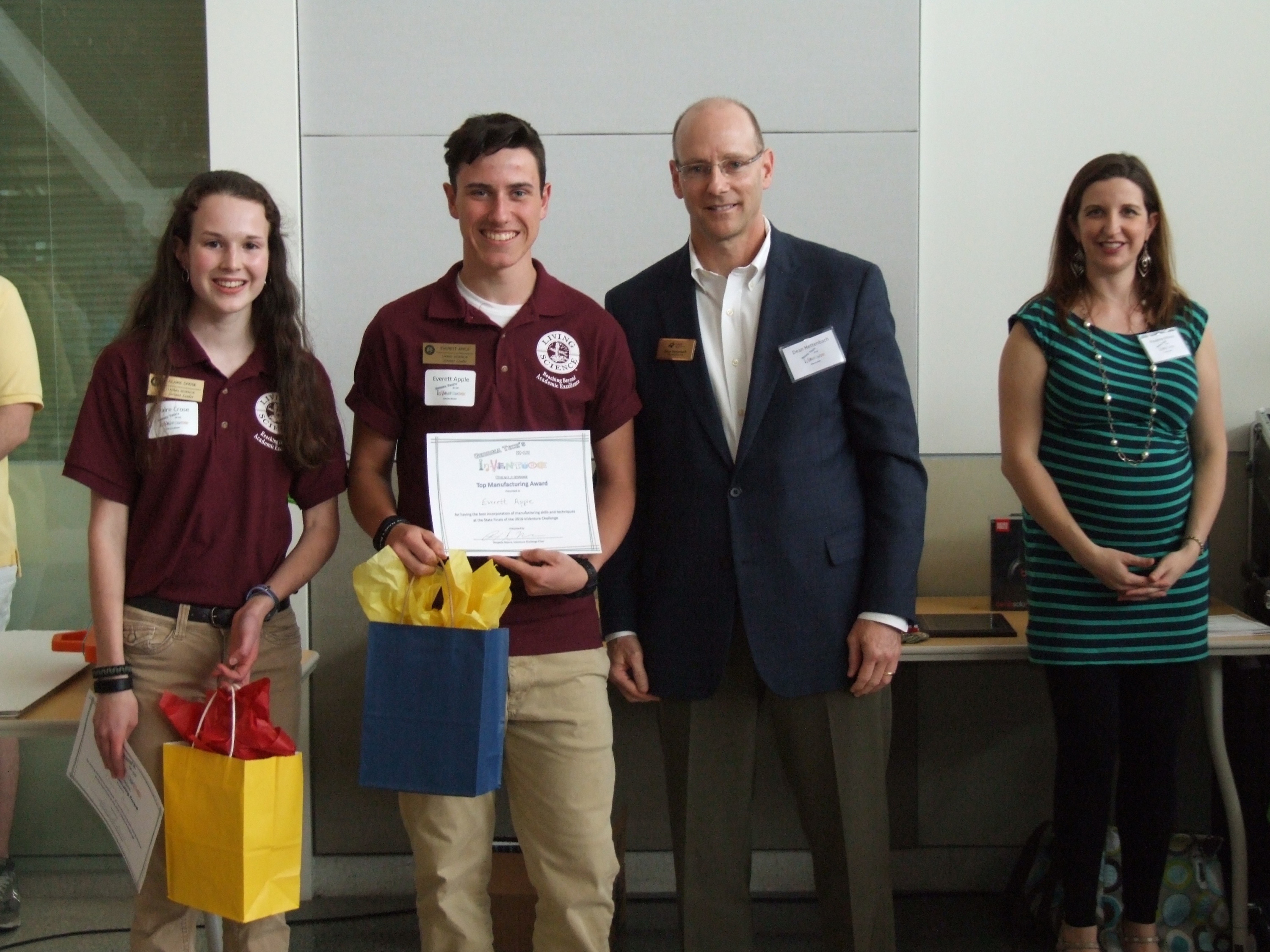 TAG Manufacturing Award Team: Wedge Tech School: Living Science School Students: Everett Apple, Claire Crose